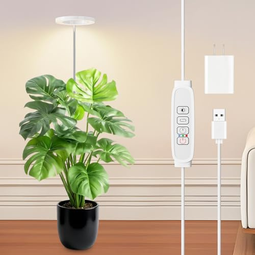COKOLILA LED-krukväxtlampa, komplett spektrum, växtlampa för inomhusväxter, grönsaker, örter, tomater, blommor, växter, aluminium, vit