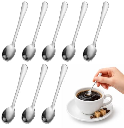 8 cucharas de espresso, pequeñas cucharas de espresso, pequeñas de 7,5 cm, pequeñas cucharas de acero inoxidable, pequeñas cucharas, cucharas divertidas, para especias, sal, miel, cucharas de expreso