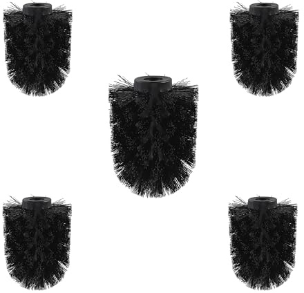 BVL Escobilla de baño negra, cabezal de cepillo de inodoro, incluye 5 cabezales de cepillo de polipropileno de 6,8 × 6,8 × 9 cm