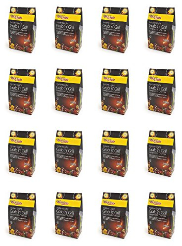 16 x Bar - Be Light - Quick Instant Grab & Grill Bag. Carbón vegetal de 500 g Ideal para parrilladas de picnic. Fácil de encender y cocinar.