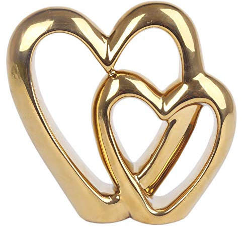 Elegant Gold Effect Metal Double Love Heart Decorative Ornament