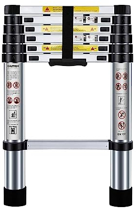 Nestling Escalera Telescópica 2m, Bloqueo Automático, Ajuste de Altura Libre, Carga 150kg, Ligera y Duradera