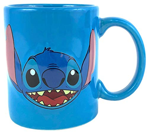 Disney Lilo And Stitch Full Face 3D Relief Mug Blue 11 Ounces