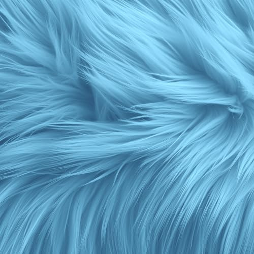 FabricLA Shaggy Faux Fur Square - 10 X 10 Inches Pre-Cut - Use Fake Fur Fabric for DIY, Craft Fur Decoration, Fashion Accessory, Gnome, Hobby - Baby Blue Fabric