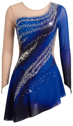 LIUHUO Figure Skating Competition Dress Performance Teens Training Dance Blue Girls