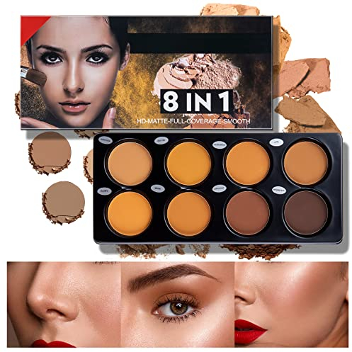 Beteligir 8-Farben-Pulver-Konturenpalette, Cosmetics Contour and Highlighting Powder Foundation Palette/Konturierendes Make-up-Kit, Kontur & Bronzer, leicht bis mittel (01)