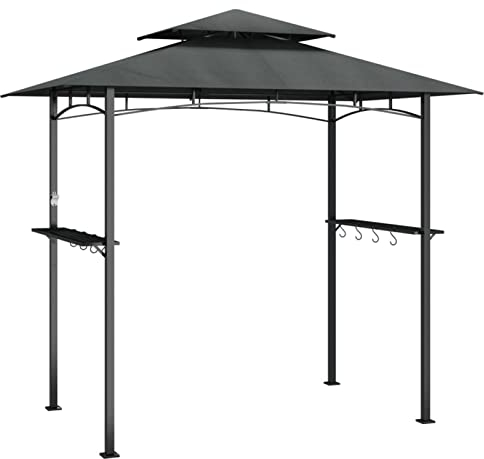 Tidyard BBQ Pavillon mit Seitenablagen Grillpavillon Outdoor Doppeldach Unterstand Grill Überdachung Grillschutz Grillunterstand 240 x 150 x 243 cm (L x B x H) Stahl,Stoff mit PA-Beschichtung