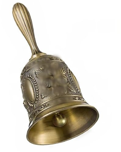 CHUANGOU Campana Mano，Campana de Mano Clásica，para La Escuela, Recepción Cena Servicio De Hotel Decora Hogar.（Bronce）