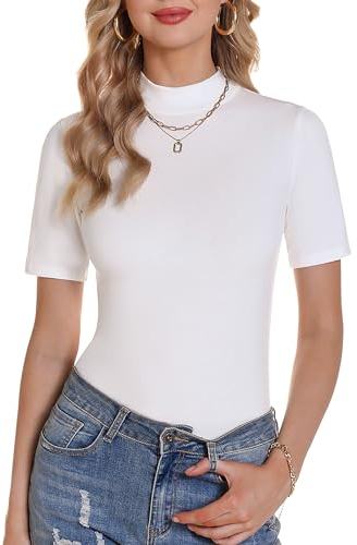 Totatuit Damen Rollkragen Pulli Eng Strickpullover Frühling Sommer Herbst Winter Kurzarm Mode Oberteile für Damen