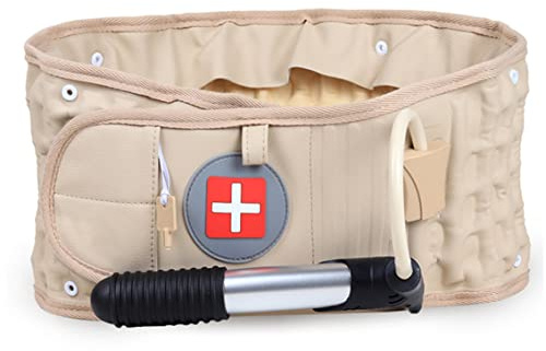 Cintura di decompressione posteriore adatta alla vita 26,38-43,31 pollici Cintura di trazione lombare gonfiabile di supporto lombare Cintura per la schiena color kaki per uomo Donna Cintura di support