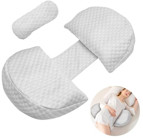 Schwangerschaftskissen zum Schlafen Pregnancy Pillow mit Verstellbarer Schlafkissen Schwangerschaft Abnehmbar Seitenschläferkissen Stillkissen mit Kühlung Bezug Maternity Pillow für Schwangere Frauen