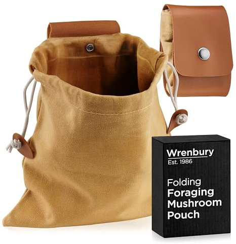 Collapsible Mushroom Foraging Bag - Waxed Canvas Mushroom Foraging Pouch - Foldable Fungi Accessories and Forager Gifts - 475ml