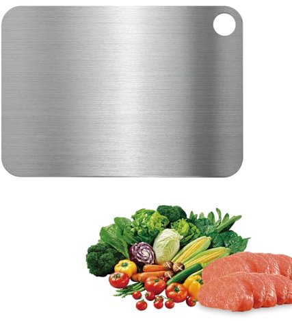 Tagliere in titanio, 14,5 x 23,5 cm, in acciaio inox, per carne, frutta, verdura