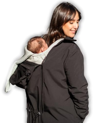 Amarsupiel Unisex Mammakappa och Softshell-bärare: Vattentät, vindtät och Oekotex-certifierad. Svart
