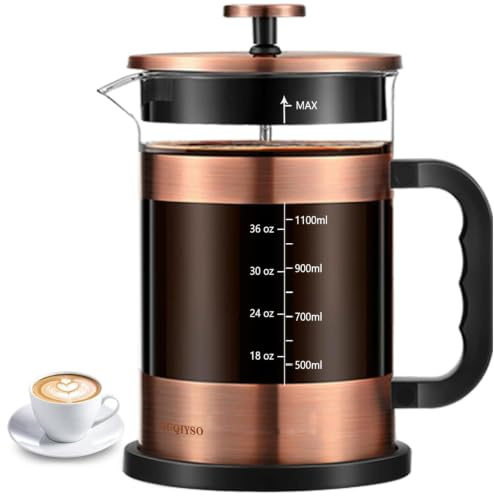 QUQIYSO French Press Coffee Maker 51oz, Large French Press, Thickened Glass