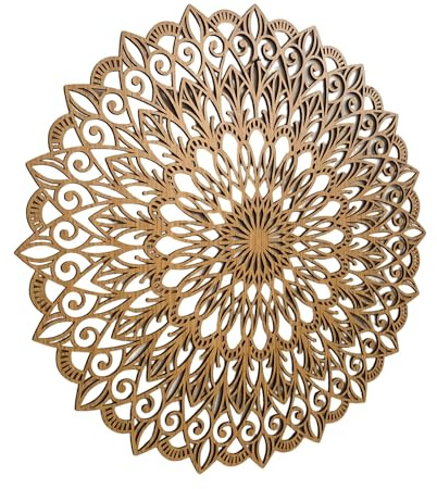 SENTOP HDF0251 Blume des Lebens aus Holz, Mandala-Wandkunst, Geschnitztes Bild an der Wand für den Innenraum, HolzKunst Dekor (Eiche, 70 cm)