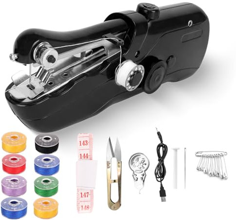 Mini Nähmaschine, Handnähmaschine für Dicke Stoffe, Nähmaschine Anfänger mit Nähzubehör Kleine Nähmaschine für Anfänger mit Nähmaschinen Zubehör