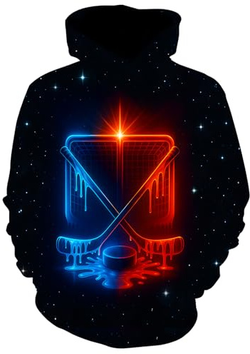 LuxeCove Hockey Drip Neon Hoodie Gift, Unisex Adult Pullover Sweatshirt for Men Women, Ice Hockey Fan Bold Unique Streetwear