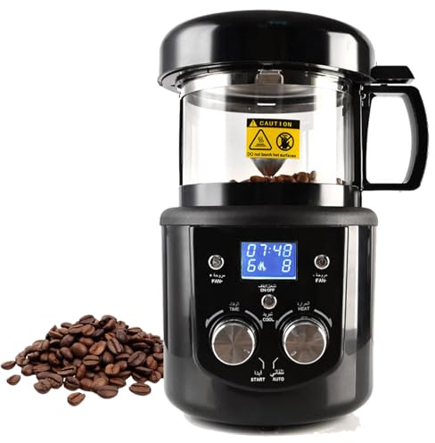 DEaThsalL Tostatrice per caffè con Timer, Doppia Manopola, Tostatrice Elettrica per Chicchi di caffè, per Chicchi Tostati, Cereali, Arachidi, Noci (80-100 G), 220 V