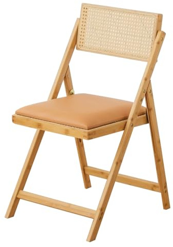 Vikbar trästol med ryggstöd bärbar utomhus matsal och camping lounge stol för sovrum konferens och läsning stilfull läderträdesign