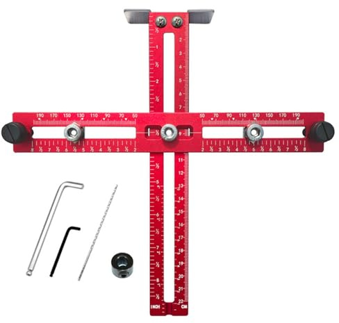 Cabinet Hardware Jig and Adjustable Handle Template Tool - Punch Locator Drill Guide Made of Aluminum Alloy for Cabinet Door Knobs and Drawer Pulls - Woodworking Installation Guide