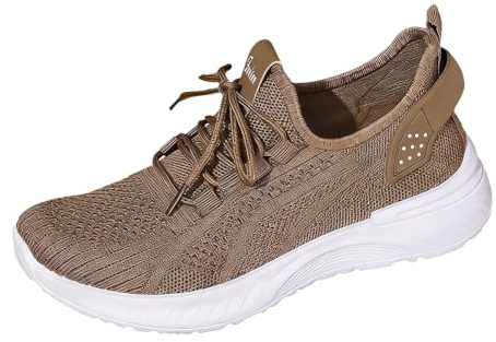 Generisch Zapatos de verano para mujer para diabéticos, zapatos anchos con malla transpirable, ancho ajustable, zapatos descalzos, elegantes y cómodos, suaves, largos, de pie, muy elásticos, marrón