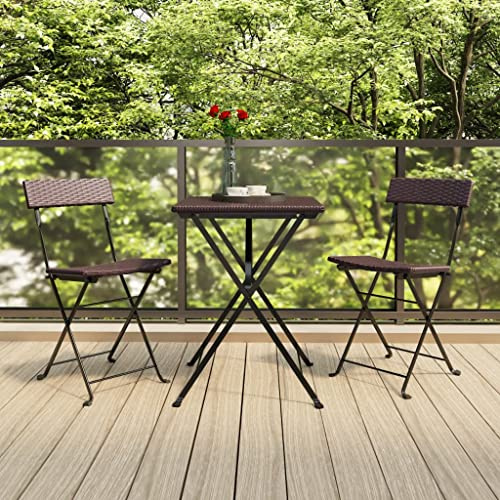 Kaloriko Chaises de bistrot Pliantes Lot de 2 en résine tressée et Acier Enduit de Poudre pour Jardin terrasse Balcon Patio, siège extérieur Stable Confortable et Facile à Ranger