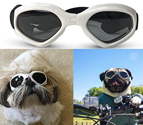 Zongsi Hundebrille Fashion Haustier Hund Sonnenbrille Eye Wear Hund Wasserdicht Schutz UV Sonnenbrille Schutzbrille für kleine Mittelhunde(Weiß)