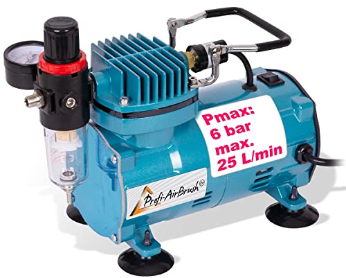 Airbrush Kompressor zum Schnäppchenpreis, Airbrushkompressor f. Anfänger/Fortgeschrittene f. individ. Airbrush-Set, mit Manometer, Vorfilter-Wasserabscheider für Airbrush Farbe