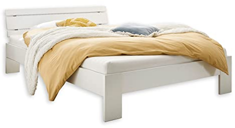 Stella Trading Futonbett 140 x 200 cm - Minimalistisches Jugendzimmer Doppelbett in Weiß Hochglanz - 145 x 74 x 213 cm (B/H/T)