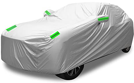 Ikaif Copertura Auto Universale Complete 190T Impermeabile E Traspirante Resistente Al Calore Graffi Pioggia Neve Con Tasca Specchio E Strisce Riflettenti (Adatto SUV 4,3-4,8m)