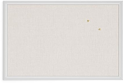 U Brands Farmhouse Bulletin Board, Linen Covered Corkboard with White Wood Frame, 30 x 20 (6711U00-01)