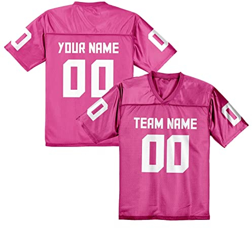 American Football Trikot Personalisierte Football Trikot Uniformen Personalisierte Teamname Nummer Shirts Hip Hop Shirts für Herren Damen Kinder Rosa