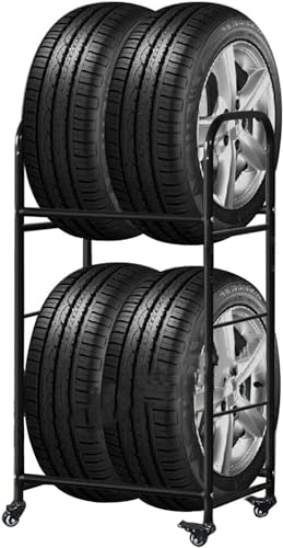 Support à pneus de garage, support multi-pneus, support organisateur de garage, support de stockage de pneus à 2 niveaux, 4 roues pratiques à déplacer, for la maison/garage/appartement ( Size : 66cm/2