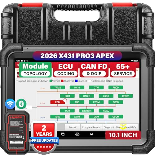 LAUNCH X431 PRO3 APEX OBD2 Appareil de Diagnostic Automobile pour Mécanicien, Codage en Ligne, Carte Topologique,Can FD & DoIP, 55+ Service, Diagnostic Tout Système, Fonctions Guide FCA&Renalt SGW