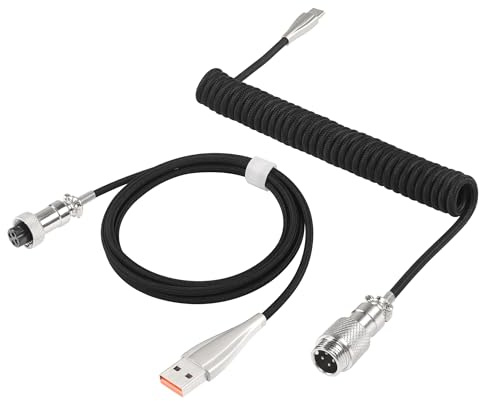 SinLoon Câble de clavier enroulé pour jeu, câbles aviateur enroulés, câble C vers USB A avec connecteur amovible, fil mécanique à double manchon