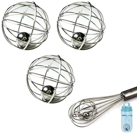 SNAIL GARDEN 3 palline per shaker, sfera in acciaio inox 304, sfera per miscelare proteine, sfera shaker per bottiglia di proteine, palla integrata per frullatore per uova, palla per miscelare, palla
