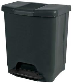 DRW Poubelle noire à pédale de 25 litres 34 x 30 x 41 cm