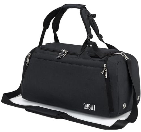 Sporttasche mit Schuhfach und Nassfach, 42L Handgepäck Tasche Sportrucksack Damen Herren, Gym Bag Reisetasche Groß mit Schultergurt und Zahlenschloss (Elegante Schwarz)