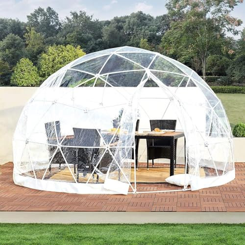 KYZTMHC Tente de Jardin 12 * 7,2 Pieds, Tente à Bulles, véranda Transparente, Tente de Camping Transparente, avec 2 guirlandes Lumineuses de 10 m, pour Camping, fête, Noël
