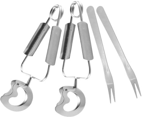 Gatuida Escargot Tongs and Forks Non-Slip Easy Cleaning Kitchen Cooking Utensils Stainless Steel 2 Sets in Silver for Snails and Food for Home and Restaurant Use