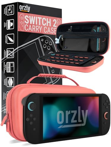 Orzly Case Compatible with Nintendo Switch 2 â Protective Travel Carry Case with Screen Padding, Game Card & microSD Slots, Zipped & Open Pockets for Accessories â 7.9 Gift Boxed