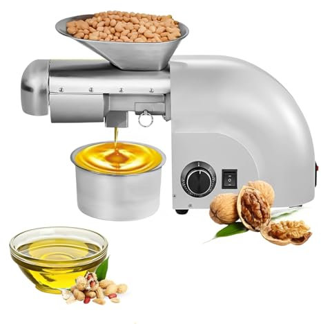 1500ml Olio Pressa Macchina Elettrica 50-300℃ Acciaio Inox Olio Expeller Mulino Olio Noci Arachidi Pressa a Fredda Automatica Pressa Calda per Commerciale & Domestico 1800W