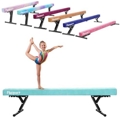 FBSPORT Barra Gimnasia artistica Alta,Barra de Equilibrio Gimnasia artistica Ajustable 244cm,5 Alturas Ajustables viga Estabilidad Equipos de Entrenamiento de práctica de Gimnasio para niño