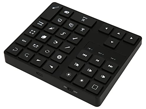 Hamwesh Teclado con una Sola Mano, Teclado Ergonómico Inalámbrico de Acceso Directo de 35 Teclas, Programable con Carga Tipo C para OS X iOS Procreate Lightroom Premiere Illustrator Resolve
