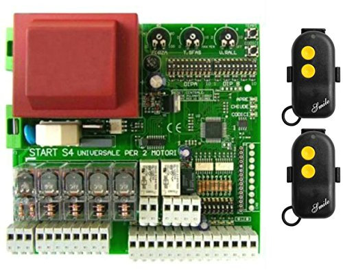 SCHEDA Centrale Universale (2 radiocomandi inclusi) per CANCELLI Automatici BATTENTI A 1/2 ANTE DI TUTTE LE MARCHE Gestisce 2 Motori a 220Vac