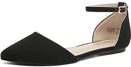 DREAM PAIRS Flapointed Women's Casual D'Orsay Pointed Plain Ballet Comfort Soft Slip On Flats Shoes,Size 8.5,Black/Nubuck,Flapointed