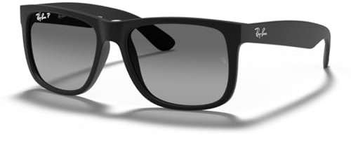 Ray-Ban RB4165 Justin 622/T3 55MM Black Rubber/Plastic Lens Polarized Grey Gradient Square Sunglasses for Men +Bundle with Accessory Eyewear Kit