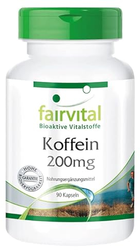 Fairvital | Koffein 200mg - 90 Kapseln - HOCHDOSIERT - VEGAN