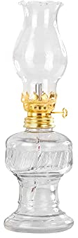 Lampada a olio in vetro con struttura girevole dorata, 21 cm, lampada a petrolio con stoppino in cotone, perfetta per il matrimonio ideale | Oil lamps Perfect for the Wedding day